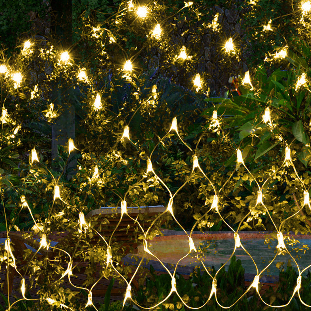 96LED Fairy String Lights Net Mesh Curtain Warm white-1942353054795960323