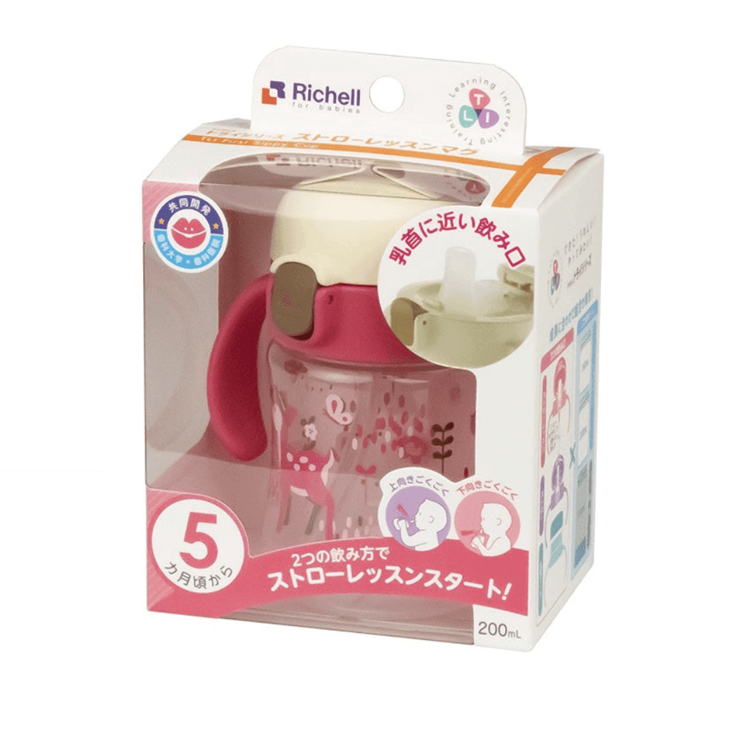 Richell Sippy Cup 200ml Pink Deer-1919278366687629313