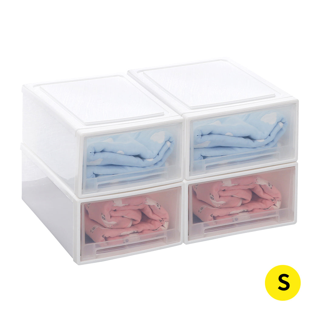Plastic Storage Drawers Stackable Containers S 4PK Small-1942352810481946624