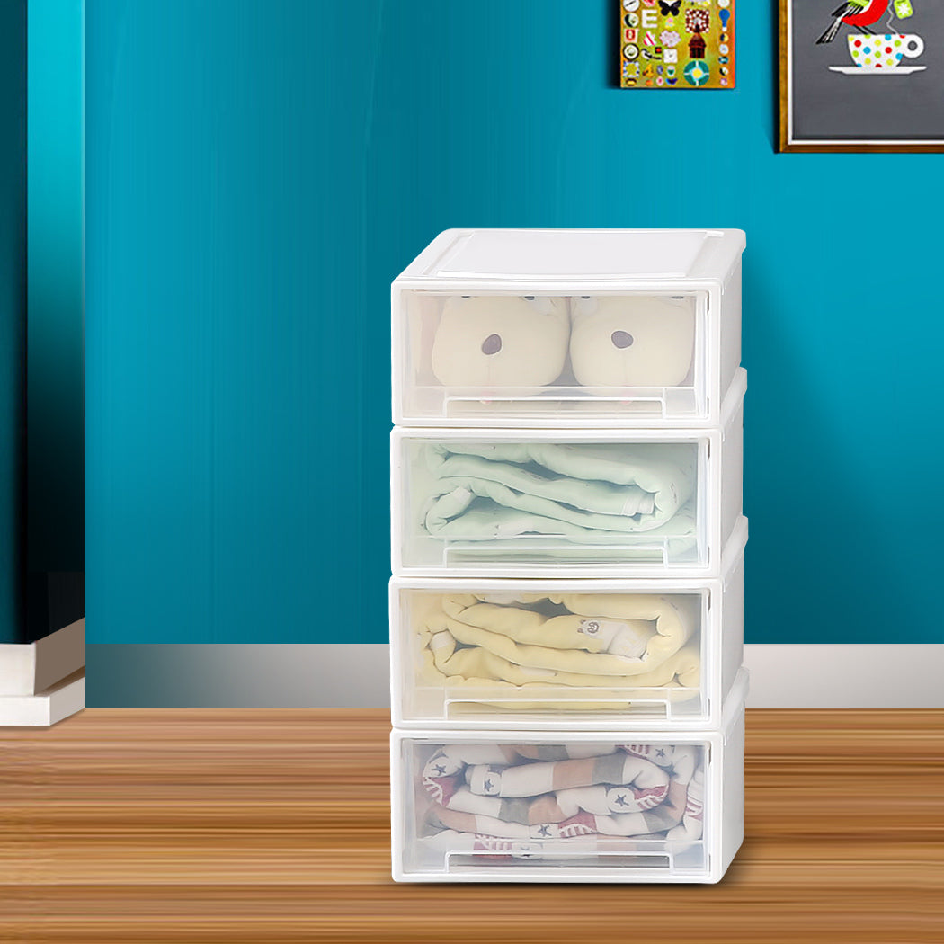 Plastic Storage Drawers Stackable Containers S 4PK Small-1942352810481946630