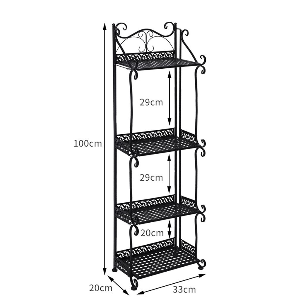 Levede Plant Stand 4 Tiers Outdoor Indoor Black-1942353747606900738