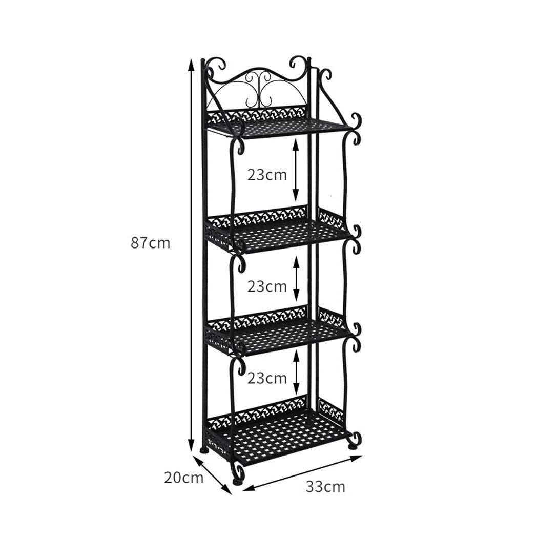 Levede Plant Stand 4 Tiers Outdoor Indoor Black-1942353747158110210